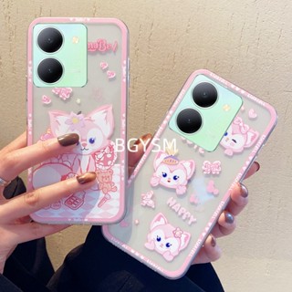 ใหม่ พร้อมส่ง เคสโทรศัพท์มือถือ ซิลิโคนนิ่ม ใส ลายการ์ตูนสุนัขจิ้งจอกน่ารัก สีชมพู สําหรับ VIVO Y78+ Y27 Y36 4G 5G Y02t Y785G 2023