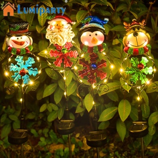 Lumiparty โคมไฟ Led พลังงานแสงอาทิตย์ รูปซานต้า เพนกวิน กวางเอลก์ สําหรับตกแต่งสวน กลางแจ้ง