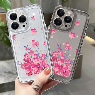 เคสโทรศัพท์มือถือแบบนิ่ม TPU ใส กันกระแทก กันรอยกล้อง ลายดอกไม้บิน สําหรับ IPhone 11 14 13 12 Pro Max XS X XR 7 + 8 6 6S Plus