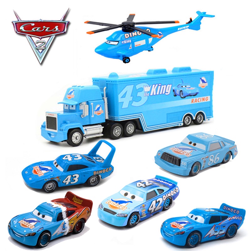 Pixar Cars 2 3 DINOCO ไดโนเสาร์รถของเล่นเปลี่ยนสี Lightning McQueen King Diecasts