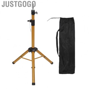 Justgogo Tripod Hairdressing Wig Stand  Tripod Wig Stand Hair Styling Braiding Golden  for Students for Barber Shops