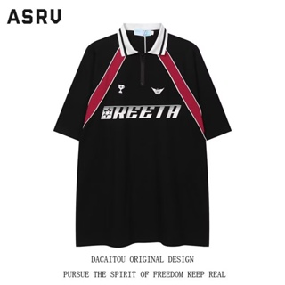 ASRV เสื้อโปโล แนวโน้มวรรณกรรมแขนห้าจุดอารมณ์ตรงกันทั้งหมดเยาวชนยอดนิยมเสื้อโปโลแนวโน้มใหม่ของผู้ชาย 2023 แบบหลวม