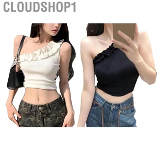 Cloudshop1 Single Shoulder Sleeveless Top  Fashionable  Fit Skin Friendly One Shoulder Tank Top  for Daily for Vacation