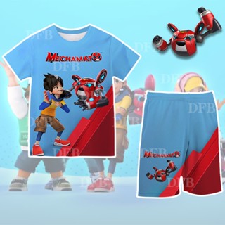 เสื้อยืดแขนสั้น พิมพ์ลายการ์ตูน Mechamato แฟชั่นฤดูร้อน สําหรับเด็ก