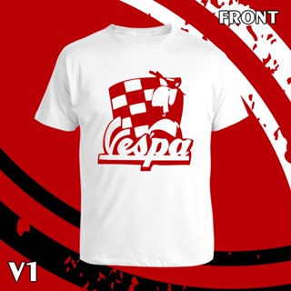 เสื้อยืด คอกลม แขนสั้น Vespa logo สกรีน Flex pu  ขอบสวย คมชัด ผ้า cotton 100%