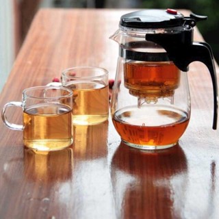 กาน้ำชงชา มีที่กรองสแตนเลส กาน้ำชาทรงกลมแบบใส ถ้วยชากา กาน้ำชา ​750ml Glass teapot