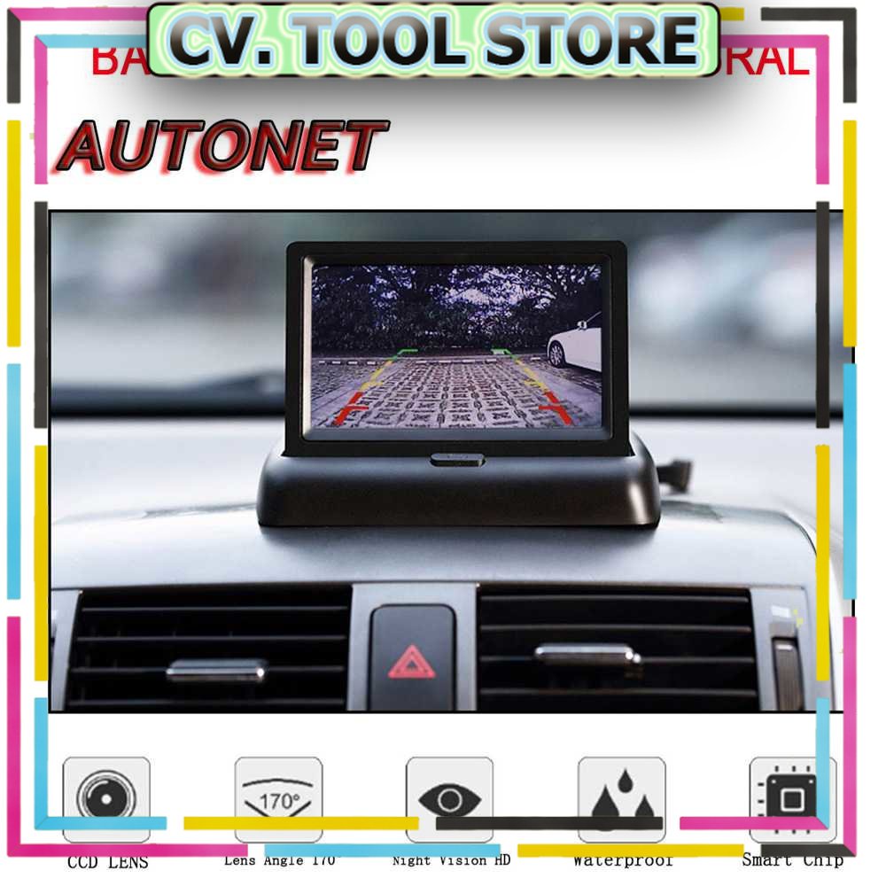 TOOL STORE - AUTONET จอภาพที่จอดรถรถยนต์ มุมมองด้านหลังแบบพับได้ TFT LCD 4.3 นิ้ว - AU43