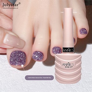 JULYSTAR Broken Diamond Gel Toe Flash White Bounce Di สีสัน Broken Diamond Sequin Nail Polish Gel