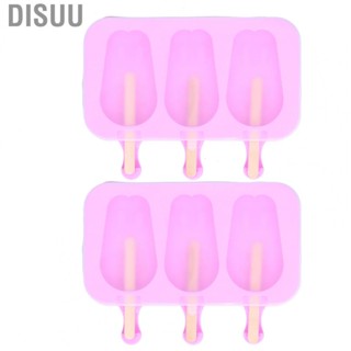 Disuu 2Pcs 3 Grid Silicone Ice  Mold With Lid Shaped Mold For Summer GB