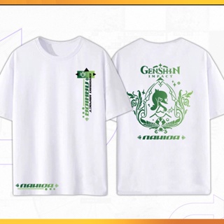 Genshin Impact Nahida เกมเสื้อขาวเสื้อยืดUnisexแฟชั่นผ้าฝ้ายแท้