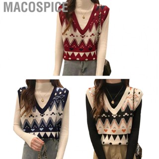 Macospice Sleeveless Knitted Top  Casual Breathable Women Knitted Vest Loose Fitting Cute  for Daily