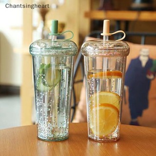 &lt;Chantsingheart&gt; ขวดน้ําพลาสติก มีหลอดดูด สําหรับใส่เครื่องดื่ม กาแฟ นม น้ําผลไม้