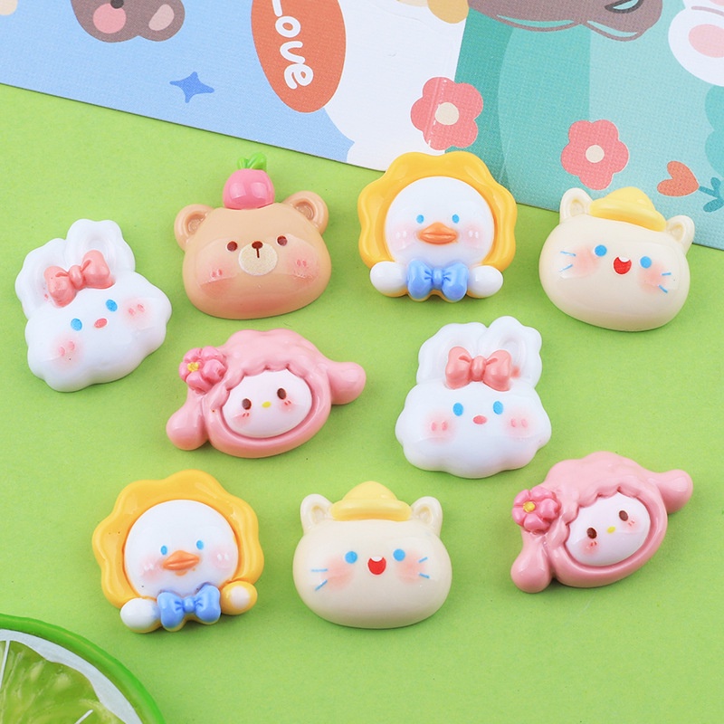 แผ่นกาวเรซิ่น รูปหัวสัตว์น่ารัก แวววาว แฮนด์เมด diy รูปที่ 3