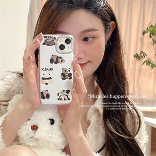 เคสโทรศัพท์มือถือแบบแข็ง กันกระแทก ลายแพนด้าน่ารัก พร้อมกระจก สําหรับ Iphone 14pro max 13 12 11 14pro 13promax 13