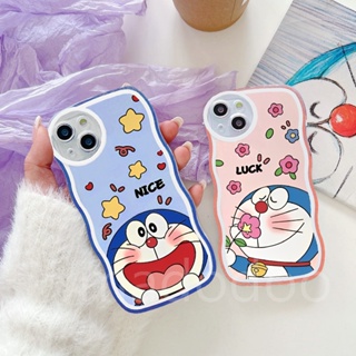 Casing For iPhone 15 14 13 12 11 Pro Xs max Mini 7 8 6 6S Plus X XR 14ProMax 13promax 12promax 11promax 6+6S+ 7+ 8+ Cute Cartoon Doraemon Wave Edge Clear TPU Soft Phone Case BW 61
