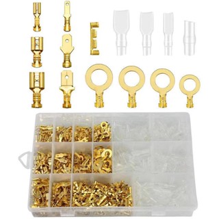 Player kingdom 1000PCS Quick Splice Crimp Terminals ชุด 2.8 4.8 6.3mm ทองเหลืองหุ้มฉนวน Terminal Kit สำหรับอุตสาหกรรม