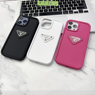 เคสซิลิโคนนิ่ม ลาย Prada 3D สีพื้น สําหรับ iPhone 14 13 12 11 Pro Max 14 Plus 13Pro X Xs Max Xr