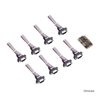 Iwo MINI PCIE เป็น 8 serial พอร์ตการ์ดสัญญาณ RS232 พอร์ต COM DB9 ขนาดเล็ก