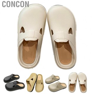 Concon Flat Slippers  Closed Toe Bottom Skin Friendly Loose PU for Women Travel