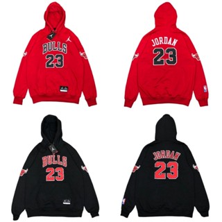 เสื้อแจ็กเก็ตมีฮู้ด Jordan CHICAGO BULLS 23 สีดํา และสีแดง