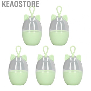 Keaostore Makeup Sponge Clear Holder  5pcs Cartoon Shape Plastic Glossy Green Case for Storage