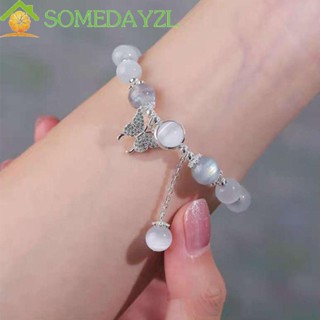 SOMEDAYZL เครื่องประดับ สร้อยข้อมือ จี้รูปผีเสื้อ ตาแมว ประดับหิน แฟชั่นสําหรับผู้หญิง