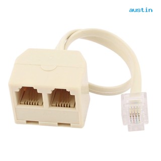 Ay-rj11 อะแดปเตอร์แยกสายแจ็คโทรศัพท์ 6P4C ตัวผู้ เป็นตัวเมีย 2 ทาง