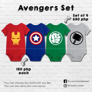 เสื้อพิมพ์ลายโลโก้ Avengers สําหรับเด็กทารก QKXY