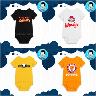 โลโก้อาหารที่กําหนดเอง พิมพ์บน Baby Onesie (Kenny Rogers, Wendys, Angels Pizza, Popeyes) BIKQ