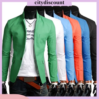 &lt;citydiscount&gt; เสื้อสูทเบลเซอร์ คอปก แต่งกระดุม สีพื้น สไตล์นักธุรกิจ แฟชั่นฤดูใบไม้ร่วง สําหรับผู้ชาย