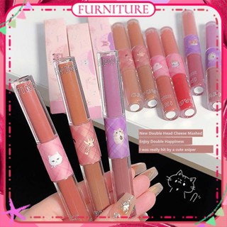 ♕ Cappuvini Double Head Cheese Mashed Lip Glazed Matte Mist Surface Smooth Lipstick High Color Rendering Long Lasting Lip Makeup 6 Designs FURNITURE