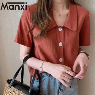 Manxi เสื้อสาวอวบ เสื้อแฟชั่นผู้หญิง สะดวกสบาย  มีความรู้สึกของการออกแบบ  A95K02F