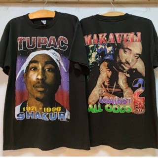 เสื้อยืดผ้าฝ้าย [ TUPAC ] ทูพัก เสื้อวง เสื้อทัวร์ เสื้อฮิปฮอป bootleg วินเทจ papamama vintageS-3XL