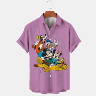 เสื้อเชิ้ต พิมพ์ลาย Disney Donald Duck Mickey Mouse 3 มิติ สไตล์วินเทจ แฟชั่นฤดูร้อน สําหรับผู้ชาย 2022