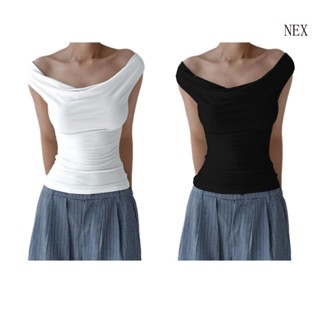 Nex เสื้อยืด เปิดหลัง สีพื้น สไตล์วินเทจ แฟชั่นสตรีท สําหรับผู้หญิง Y2k