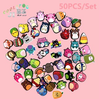 50 ชิ้น / เซต Crocs อุปกรณ์เสริม Jibbitz ชุดของเล่นตุ๊กตา Squishmallow รองเท้าดอกไม้หัวเข็มขัด PVC นุ่มกาวตกแต่งสวนรองเท้าเด็กของขวัญวันเกิด