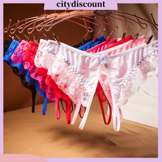 &lt;citydiscount&gt; กางเกงชั้นใน ผ้าไนล่อน ซีทรู เอวต่ํา ลายลูกไม้ สําหรับวันวาเลนไทน์