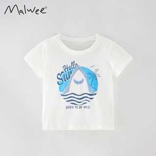 พร้อมส่ง เสื้อยืดลําลอง แขนสั้น คอกลม พิมพ์ลาย malwee แฟชั่นฤดูร้อน สไตล์ยุโรป อเมริกัน สําหรับเด็กผู้ชาย 0719