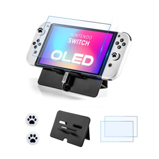 Devaso PlayStand for Nintendo Switch, portable and foldable magnetic stand for Nintendo Switch/steam deck/phone, 3 in 1 accessories kit with leather stand, 2PCs OLED screen switch