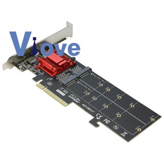 อะแดปเตอร์การ์ด Dual NVMe PCIe M.2 NVMe SSD เป็น PCI-E 3.1 X8 X16 รองรับ M.2 (M Key) NVMe SSD 22110 2280 2260 2242