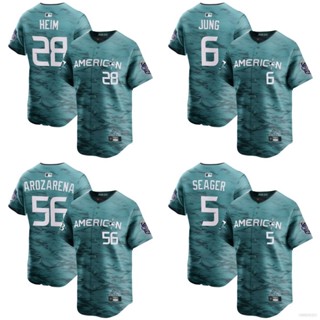 Qy 2023-2024 เสื้อคาร์ดิแกนเบสบอล พิมพ์ลาย All Star Jersey Seager Arozarena Heim Jung สําหรับผู้ชาย