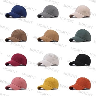 MOMENT หมวกเบสบอล หนังนิ่ม สีพื้น สําหรับผู้หญิง