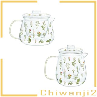 [Chiwanji2] กาต้มน้ําชา แบบแก้วใส ลายดอกไม้ ทนทาน