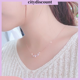 &lt;citydiscount&gt; สร้อยคอโซ่ ชุบไฟฟ้า รูปดอกไม้ ประดับโบว์ เพทาย สีพื้น สําหรับผู้หญิง