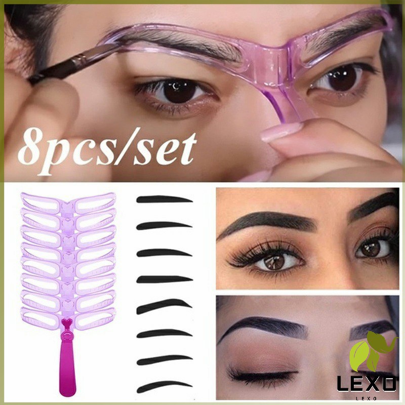 LEXO บล๊อคเขียนคิ้ว เลือกทรงสวยตามต้องการ มีแม่แบบ 8 แบบ eyebrow card