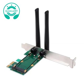 การ์ดไร้สาย WiFi Mini PCI-E Express เป็นอะแดปเตอร์ PCI-E พร้อมเสาอากาศภายนอก 2 เสา สําหรับ PC