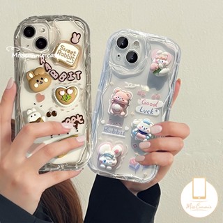 เคสโทรศัพท์มือถือ ขอบโค้ง ลายกระต่าย 3D สําหรับ Samsung A14 A04 A32 A04s A12 A50 A30s A24 A13 A50s A23 A10s A03s A52 A21s A51 A03 A20s A20 A02s A30 A11 A31 A52s