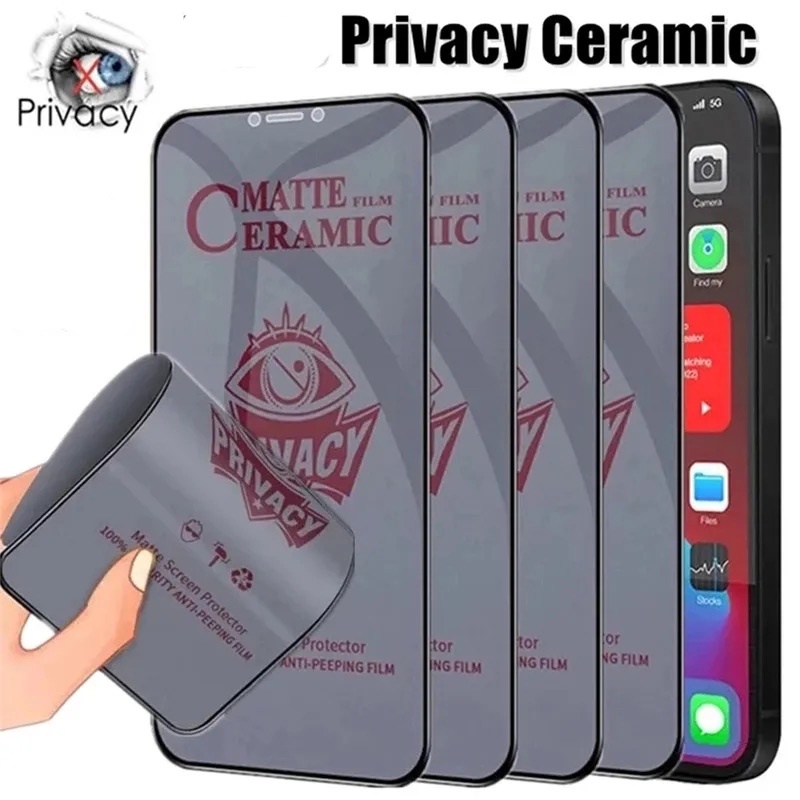 ฟิล์มป้องกันความเป็นส่วนตัว ฟิล์มเซรามิก กันรอยตกไม่แตก บิดได้งอได้ iPhone iP 16 15  14 13 12 11 Pro X Xs Max Xr 7 8 6 6s Plus SE2 SE3 2020 2023 4G 5G 2024