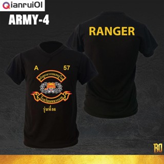 (Qianrui01) เสื้อซับในทหารคอกลม เสือคาบดาบ RANGER แขนสั้นคอกลม ARMY-4