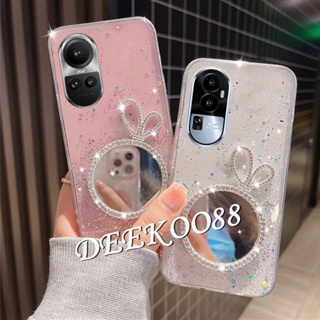 เคสโทรศัพท์มือถือ ลายกระต่ายน่ารัก แต่งกลิตเตอร์ พร้อมกระจก สําหรับ OPPO Reno10 Pro Plus Pro+ 5G Reno 10 10Pro Reno10Pro+